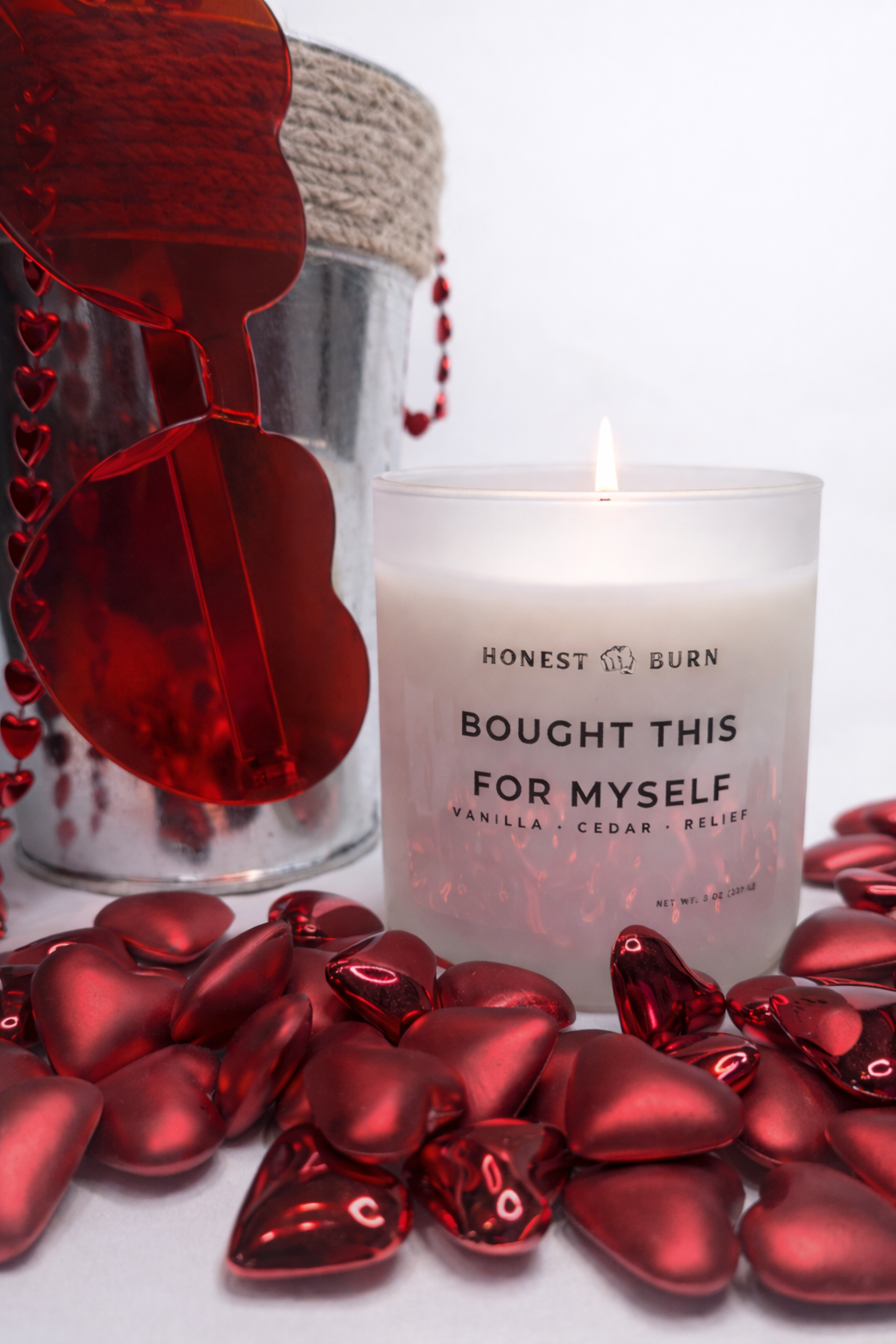 Bought This For Myself - 8 oz. Candle - Soy Wax - Hand Poured - Vanilla, Cedar, Relief