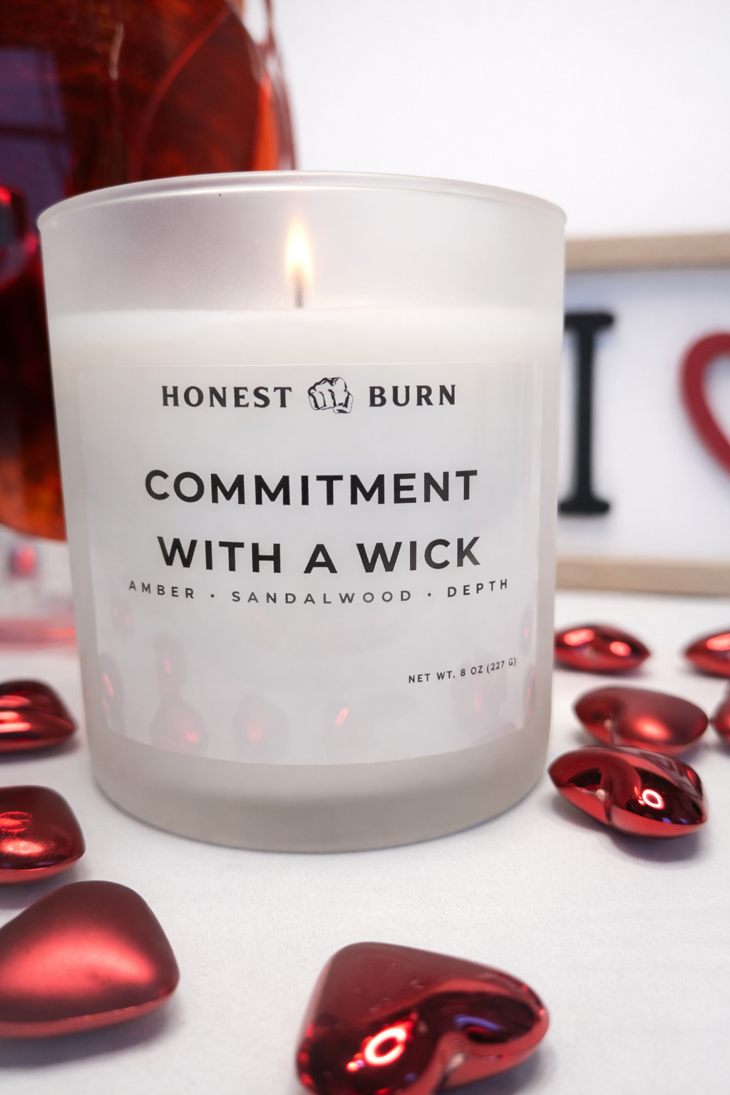 Commitment With A Wick Candle - 8 oz. Candle - Soy Wax - Hand Poured - Amber, Sandalwood, Depth