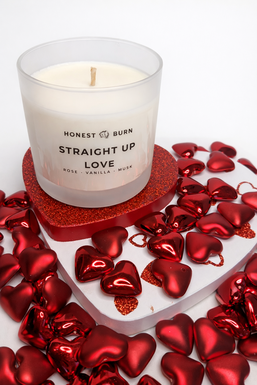 Straight Up Love Candle - 8 oz. Candle - Soy Wax - Hand Poured - Rose, Vanilla, Warmth